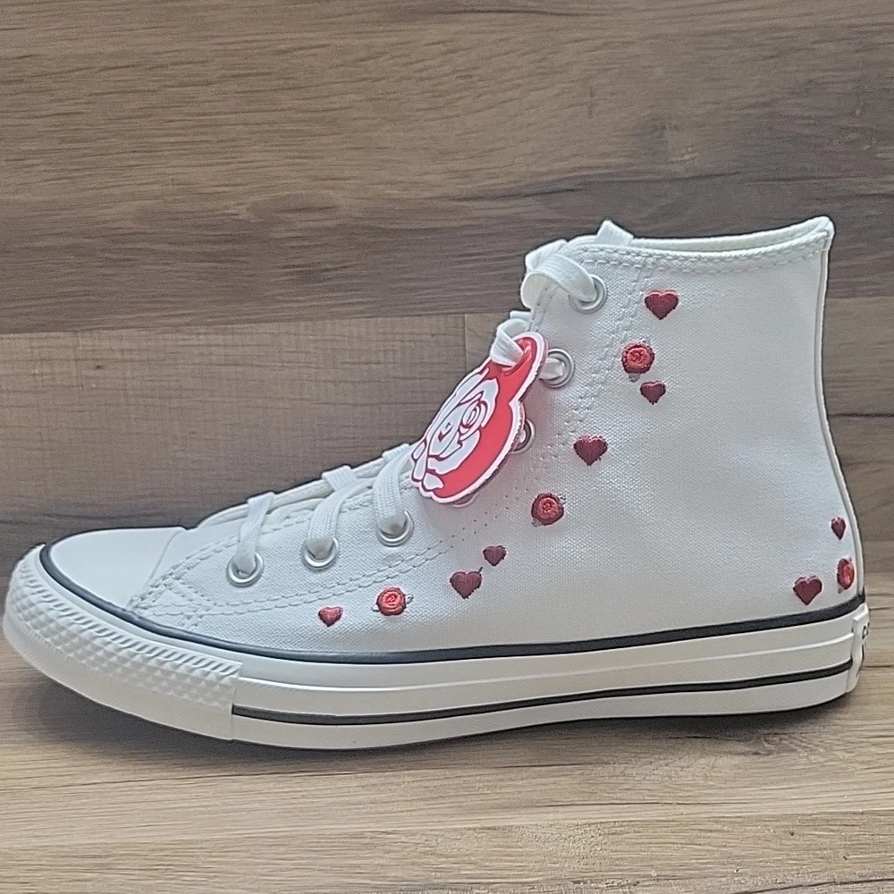 Converse White and Red High-Top Sneakers